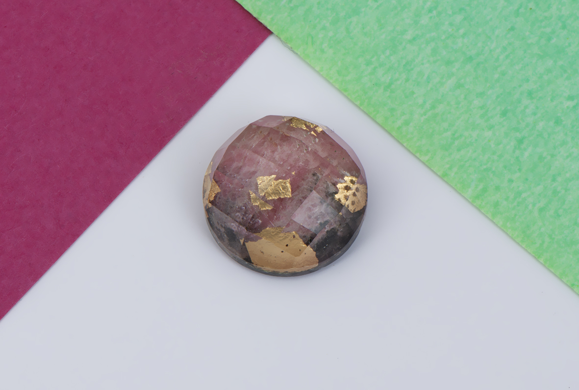 quartz doublet  Gold Foil RHODONITE